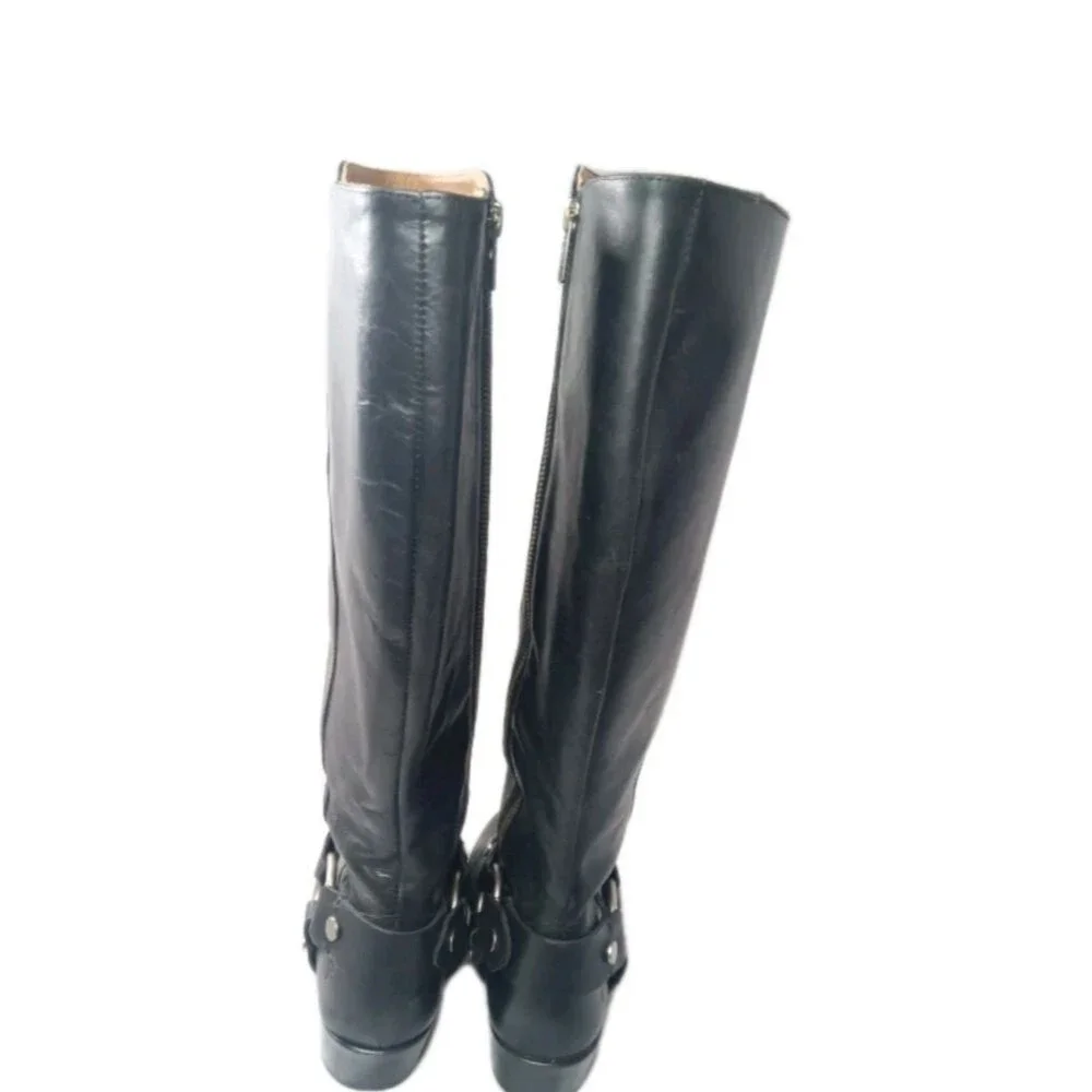 Frye Women's Carson Harness Tall Western Boots Size 9 M Black Leather 3470838